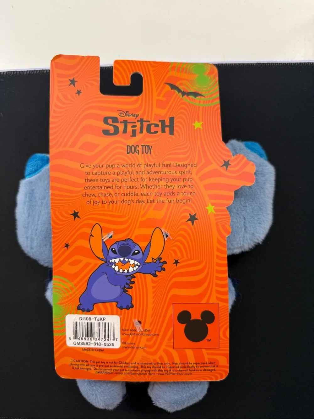 Disney Stitch Halloween Pumpkin Plush Dog Toy Squeaker Jack O Lantern 9